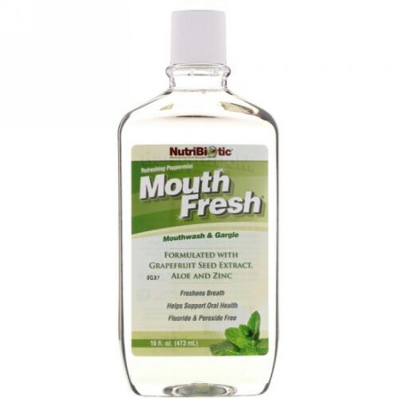 NutriBiotic, マウスフレッシュ、マウスウォッシュとうがい、リフレッシュペパーミント、16 fl oz (473 ml)