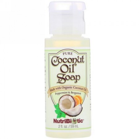 NutriBiotic, ピュアココナッツオイルソープ, ペパーミント＆ベルガモット, 2液量オンス (59 ml) (Discontinued Item)