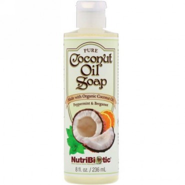 NutriBiotic, ピュアココナッツオイルソープ, ペパーミント＆ベルガモット, 8液量オンス (236 ml) (Discontinued Item)