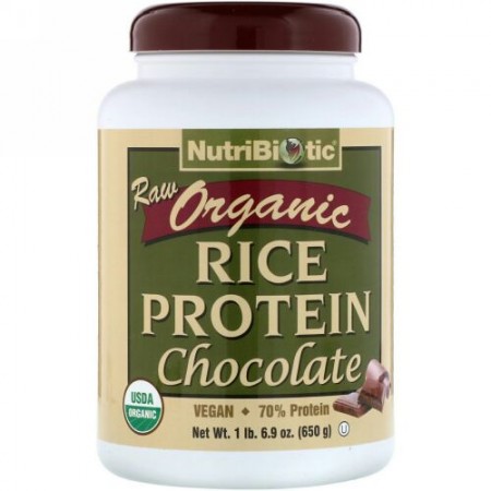 NutriBiotic, オーガニック・ロー・ライスプロテイン、チョコレート、6.9オンス（650g）
