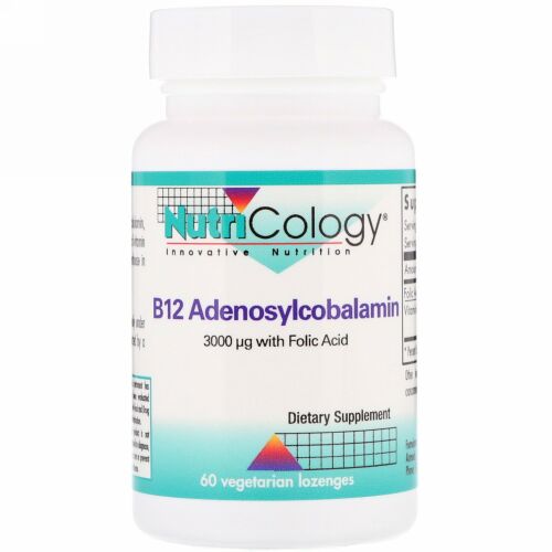 Nutricology, B12 アデノシルコバラミン、 60植物性トローチ