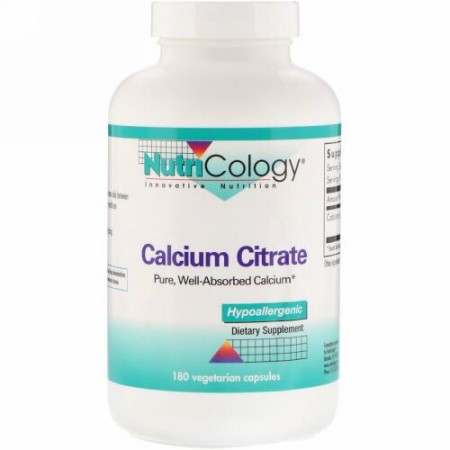 Nutricology, クエン酸カルシウム, 180 ベジカプセル