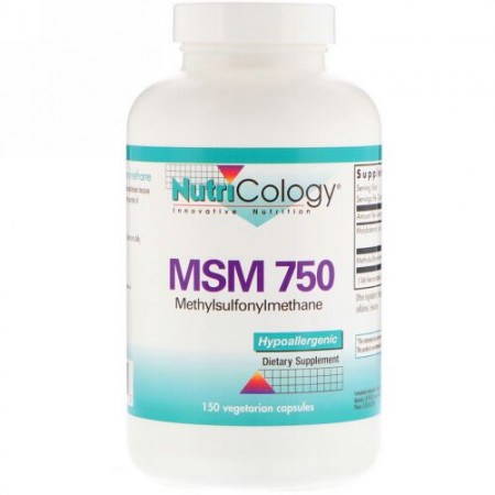 Nutricology, メチルスルフォニルメタン（MSM）750、植物性カプセル150錠 (Discontinued Item)