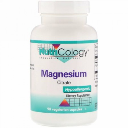 Nutricology, マグネシウム, クエン酸塩, 90ベジタリアンカプセル