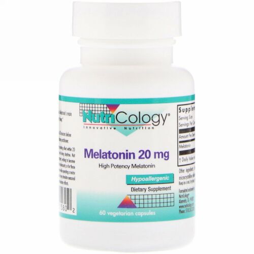 Nutricology, メラトニン、20mg、ベジタリアンカプセル60個