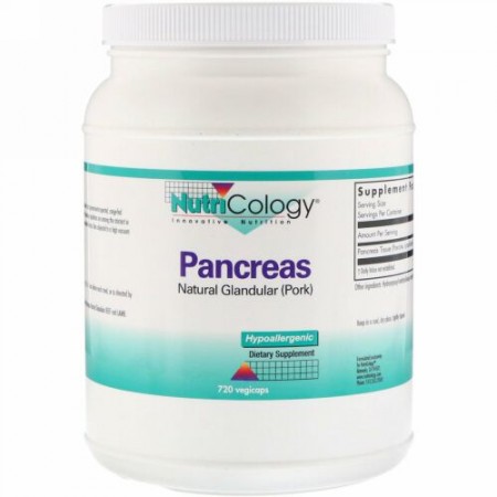 Nutricology, パンクリアス（膵臓）、天然の腺 (豚)、720ベジカプセル