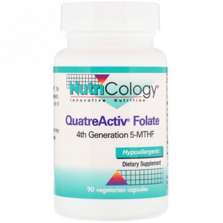 Nutricology, QuatreActiv葉酸、ベジタリアンカプセル90個