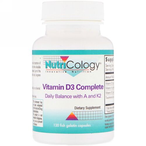 Nutricology, ビタミンD3コンプリート、フィッシュオイルソフトカプセル120錠