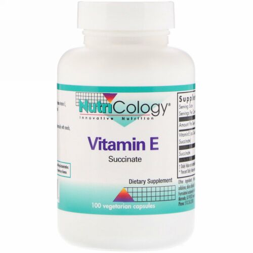 Nutricology, ビタミン E、コハク酸塩（Succinate）、ベジキャップ使用  100 錠