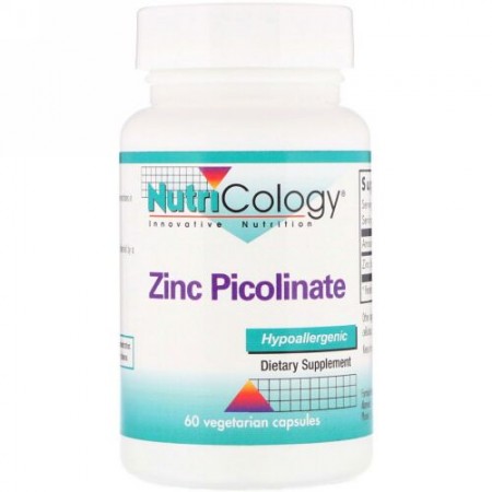 Nutricology, 亜鉛ピコリン酸、ベジタリアンカプセル60錠