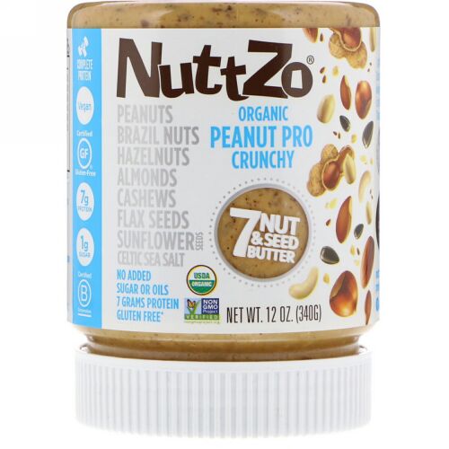Nuttzo, オーガニック、ピーナッツプロ、7ナッツ & シードバター、クランチ、12オンス (340 g) (Discontinued Item)