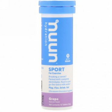 Nuun, Hydration, Effervescent Electrolyte Supplement, Grape, 10 Tablets (Discontinued Item)