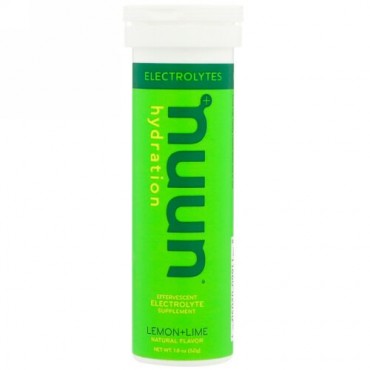Nuun, 水和、発泡性電解物サプリメント、レモンライム、タブレット 10 錠 (Discontinued Item)