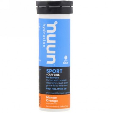 Nuun, ハイドレーション、発泡性電解質サプリメント、マンゴーオレンジ、10粒 (Discontinued Item)