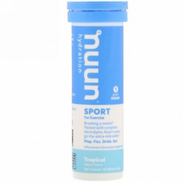 Nuun, ハイドレーション、発泡性電解質サプリメント、トロピカル、10粒 (Discontinued Item)