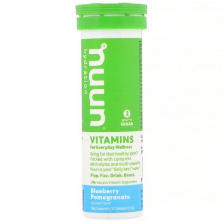 Nuun, ビタミン、水分補給、ブルーベリーとザクロ、12粒 (Discontinued Item)
