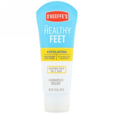 O'Keeffe's, 角質除去モイスチャライジングフットクリーム、極度に乾燥した、かさついた足用、85g（3 oz）
