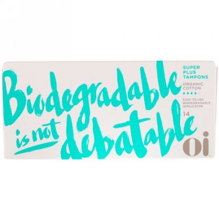 Oi, オーガニックコットンタンポン、生分解性、スーパープラス、14タンポン (Discontinued Item)