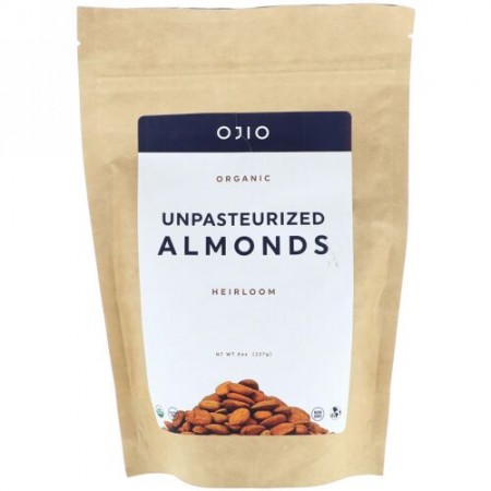 Ojio, オーガニック低温殺菌アーモンド、8 oz (227 g)