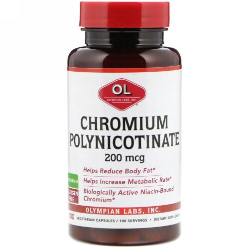 Olympian Labs, Chromium Polynicotinate, 200 mcg, 100 Vegetarian Capsules