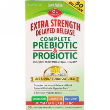 Olympian Labs, Extra Strength Delayed Release Complete Prebiotic & Probiotic, 30 Vegetarian Capsules (Discontinued Item)
