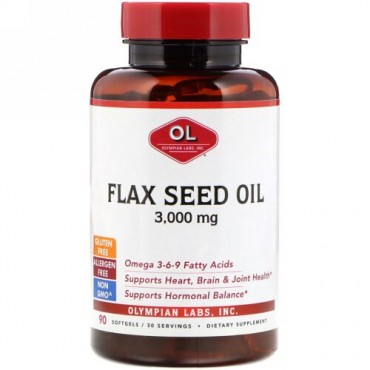 Olympian Labs, Flax Seed Oil, 3,000 mg, 90 Softgels (Discontinued Item)