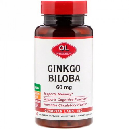 Olympian Labs, イチョウ、60 mg、ベジタリアンカプセル60錠 (Discontinued Item)