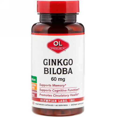 Olympian Labs, イチョウ、60 mg、ベジタリアンカプセル60錠 (Discontinued Item)