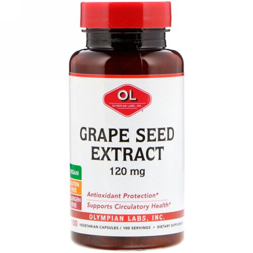 Olympian Labs, ブドウ種子エキス、120 mg、ベジタリアンカプセル100錠 (Discontinued Item)