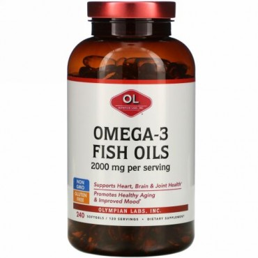 Olympian Labs, オメガ-3 フィッシュオイル、2000 mg、240ソフトジェル