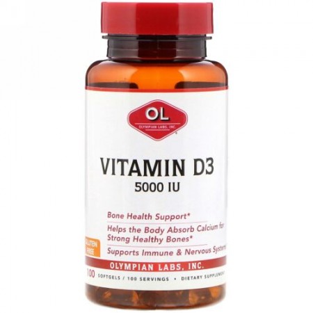 Olympian Labs, Vitamin D3, 5,000 IU, 100 Softgels (Discontinued Item)