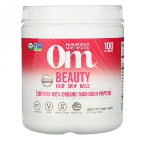 Om Mushrooms, Beauty, Certified 100% Organic Mushroom Powder, 7.05 oz (200 g)