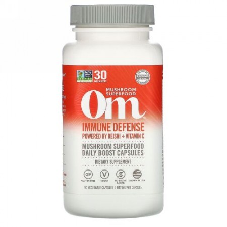 Om Mushrooms, Immune Defense, Powered by Reishi + Vitamin C, 697 mg, 90 Vegetarian Capsules