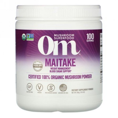 Om Mushrooms, Maitake, Certified 100% Organic Mushroom Powder, 7.05 oz (200 g)