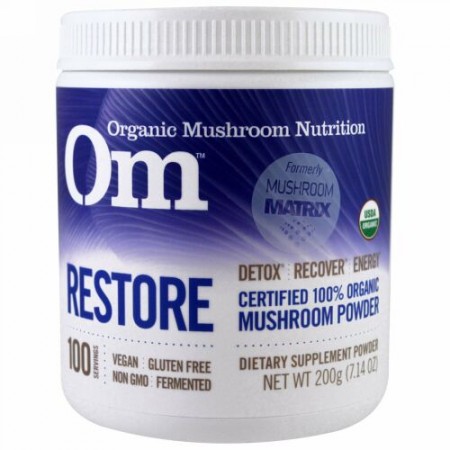 Om Mushrooms, レストア、マッシュルームパウダー、7.14オンス (200 g) (Discontinued Item)