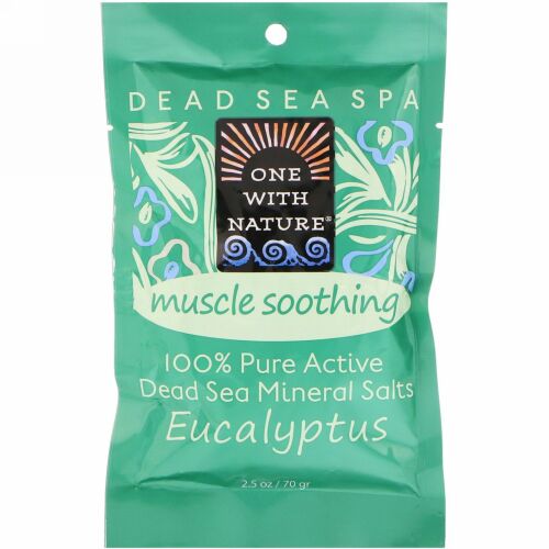 One with Nature, 死海ミネラル ソルト、筋肉緩和、ユーカリ、2.5 oz (70 g)