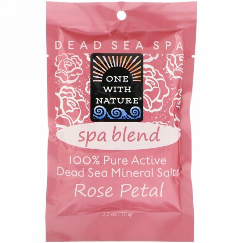 One with Nature, 死海スパ、ミネラルソルト、スパブレンド、 ローズペタル、2.5 oz (70 g)