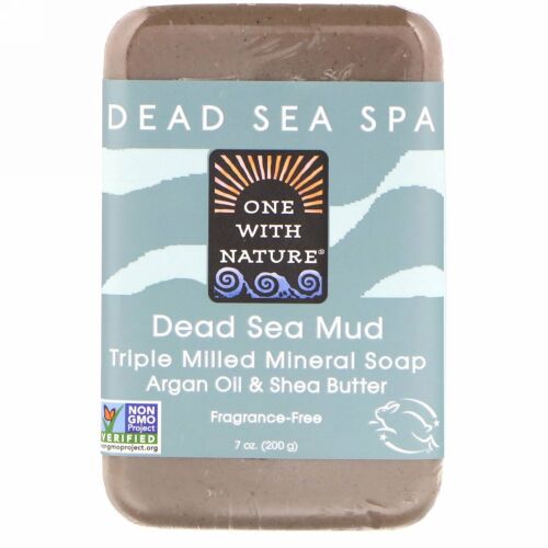One with Nature, トリプルミルドミネラルソープバー、死海の泥、無香料、200g（7oz）