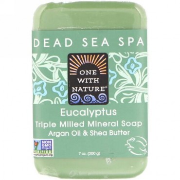 One with Nature, Triple Milled Mineral Soap Bar, Eucalyptus, 7 oz (200 g) (Discontinued Item)