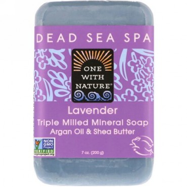 One with Nature, Triple Milled Mineral Soap Bar, Lavender, 7 oz (200 g)