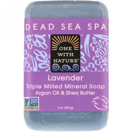 One with Nature, Triple Milled Mineral Soap Bar, Lavender, 7 oz (200 g)