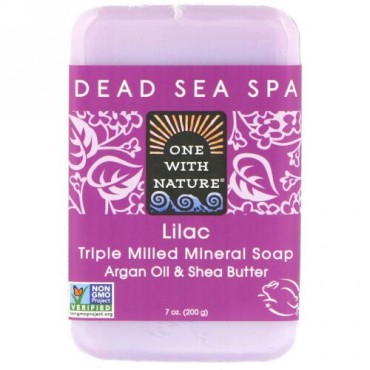 One with Nature, トリプルミル・ソープバー、ライラック、7オンス（200g） (Discontinued Item)