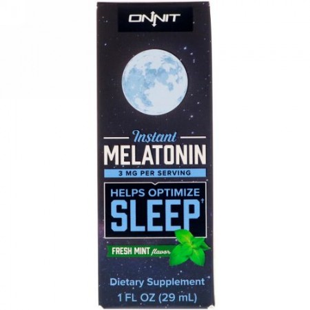 Onnit, Instant Melatonin, Fresh Mint Flavor, 3 mg , 1 fl oz (29 ml)