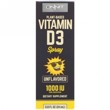 Onnit, Vitamin D3 Spray, Unflavored, 1,000 IU, 0.8 fl oz (24 ml) (Discontinued Item)