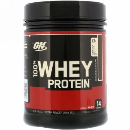 Optimum Nutrition, 100%ホエイタンパク質、ダブルリッチチョコレート、1 lb (454 g)
