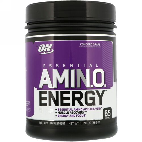 Optimum Nutrition, エッセンシャルアミN.O. エナジー、 コンコルドグレープ、 1.29ポンド (585 g)