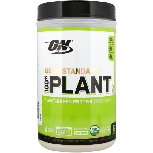 Optimum Nutrition, ゴールドスタンダード、100%植物ベースプロテイン、バニラ、1.51ポンド (684 g) (Discontinued Item)