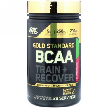 Optimum Nutrition, ゴールドスタンダードBCAAトレイン+リカバリー、ストロベリーキウイ、9.9オンス（280g） (Discontinued Item)