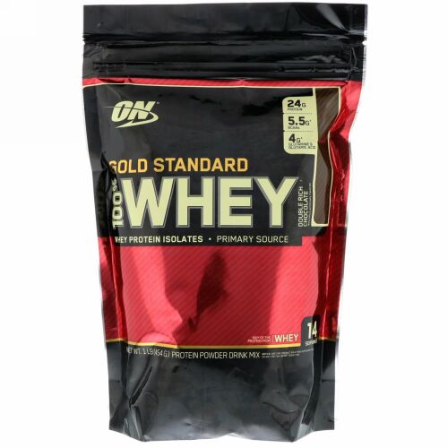 Optimum Nutrition, Gold Standard 100% Whey, Double Rich Chocolate, 1 lb (454 g)
