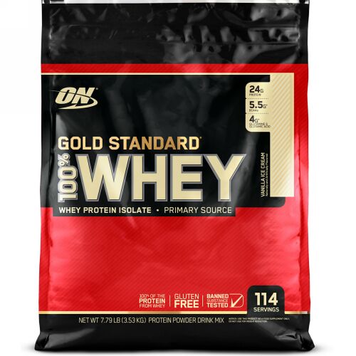 Optimum Nutrition, Gold Standard 100% Whey, Vanilla Ice Cream, 7.79 lb (3.53 kg) (Discontinued Item)